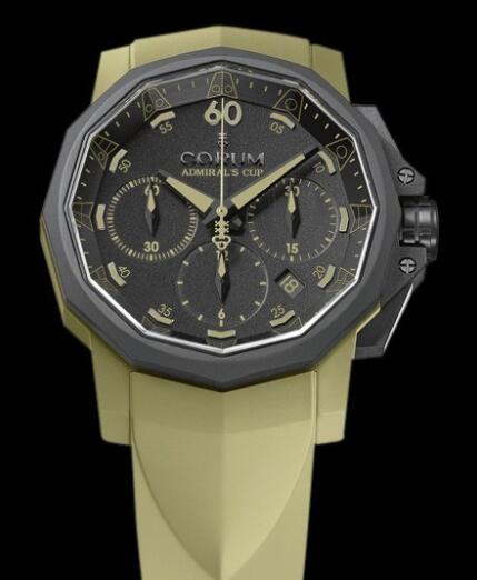 Corum Admiral's Cup Challenger 44 Chrono Rubber Replica Watch 753.817.02/F377 AN27 Green Rubber - Black PVD Titanium